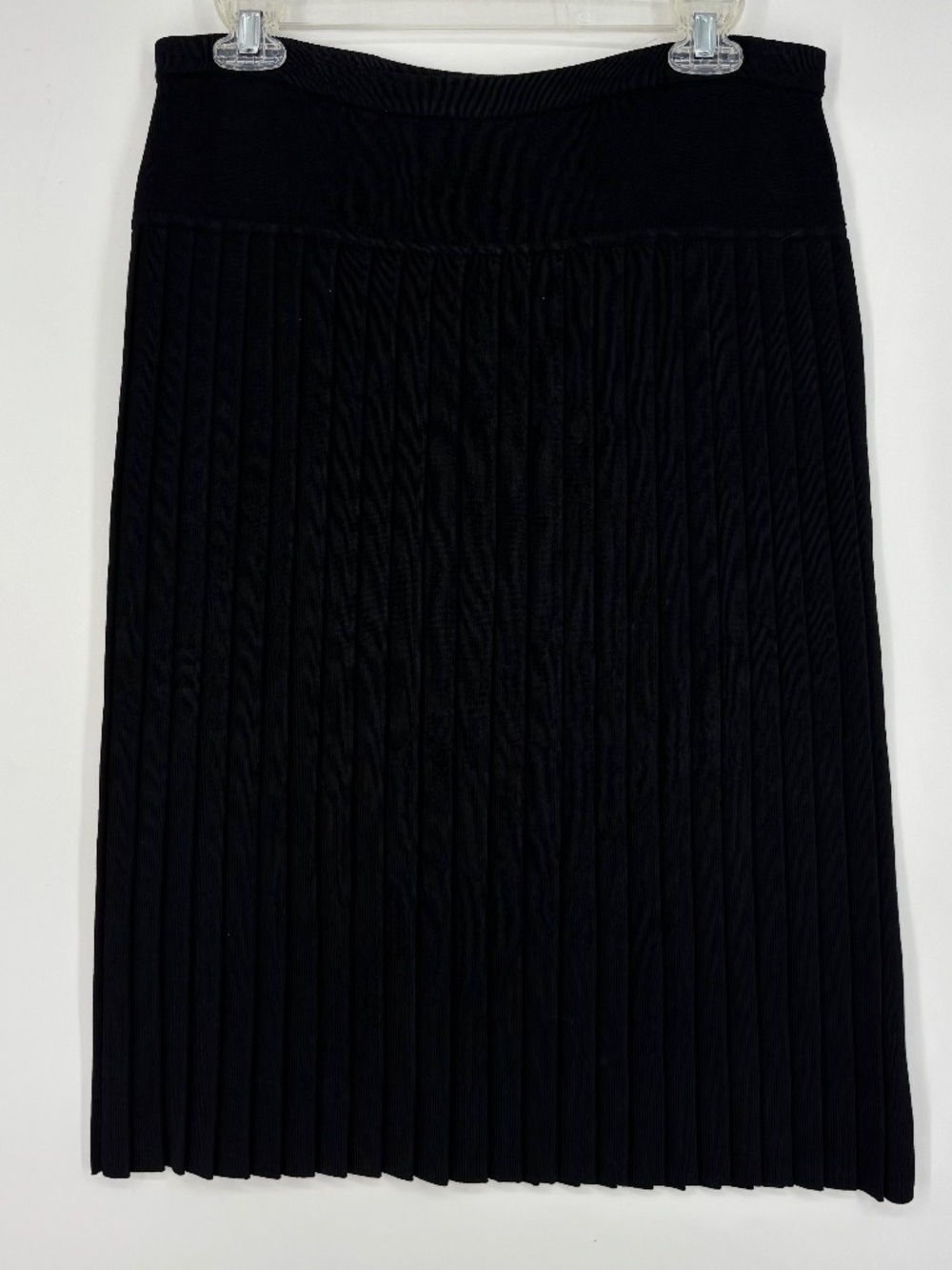 MTWT 9-5 Womens Medium Pleated Midi Skirt Black Knit Career Office Work Vintage